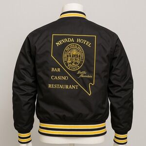 VTG 80s Casino Nylon Jacket Men's L Nevada Hotel Bar‎ Casino Varisty Bomber